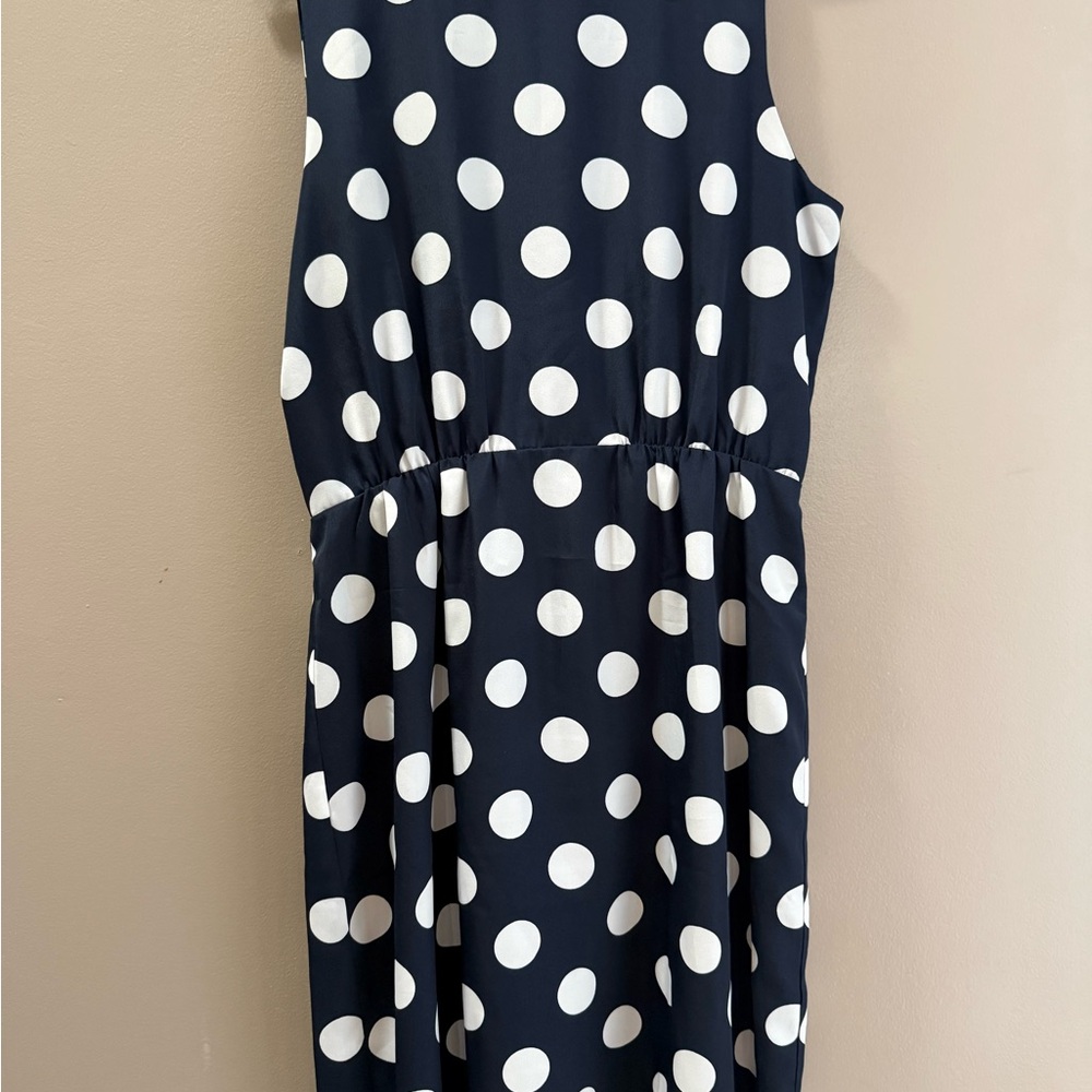 J Crew 6 Navy Polka Dot Sleeveless Dress Vacation